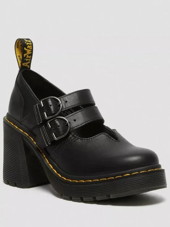 Dr. Martens Eviee Platform Leather Heeled Shoes NEW IN BOX 41 Size 9 Black - Picture 15 of 15